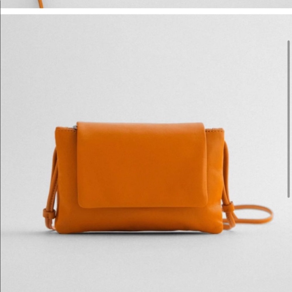 COPY - Zara Softest Genuine Leather Orange Bag Clutch Crossbody